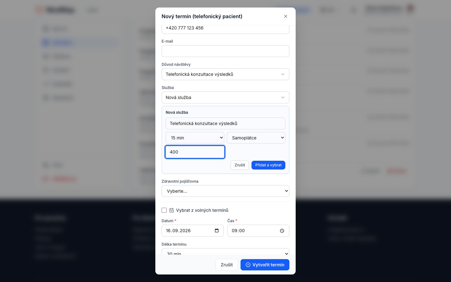 Zápis po telefonu — důvod a služba
